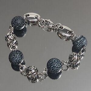 Black and Silver Beaded Bracelet- Valentine's Day Gift!